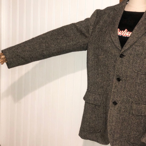 RALPH LAUREN Men’s Tweed Herringbone Single Breast Triple Button Wool Blazer LRG - Picture 9 of 16